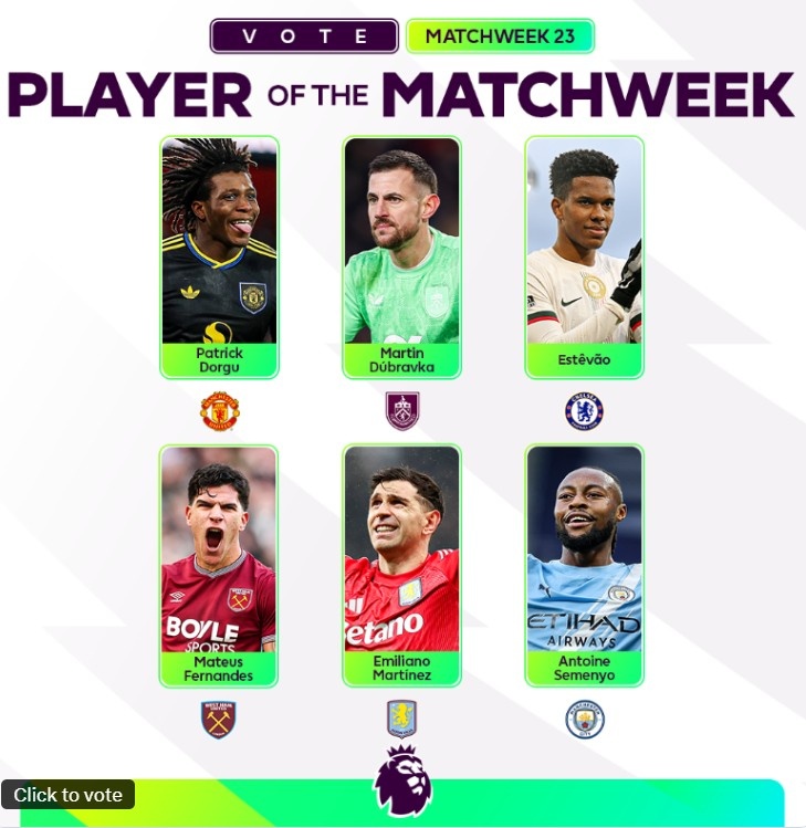 英超官方本轮最佳球员候选：埃斯特旺、塞梅尼奥、多尔古在列